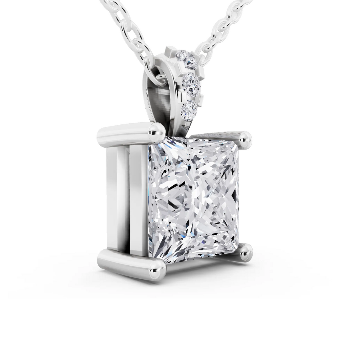 Princess Lab Grown Diamond Solitaire Pendant