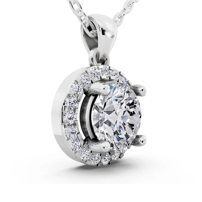 Round Lab Grown Diamond Layered Halo Pendant