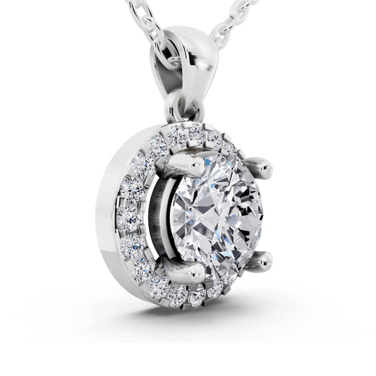 Round Lab Grown Diamond Layered Halo Pendant