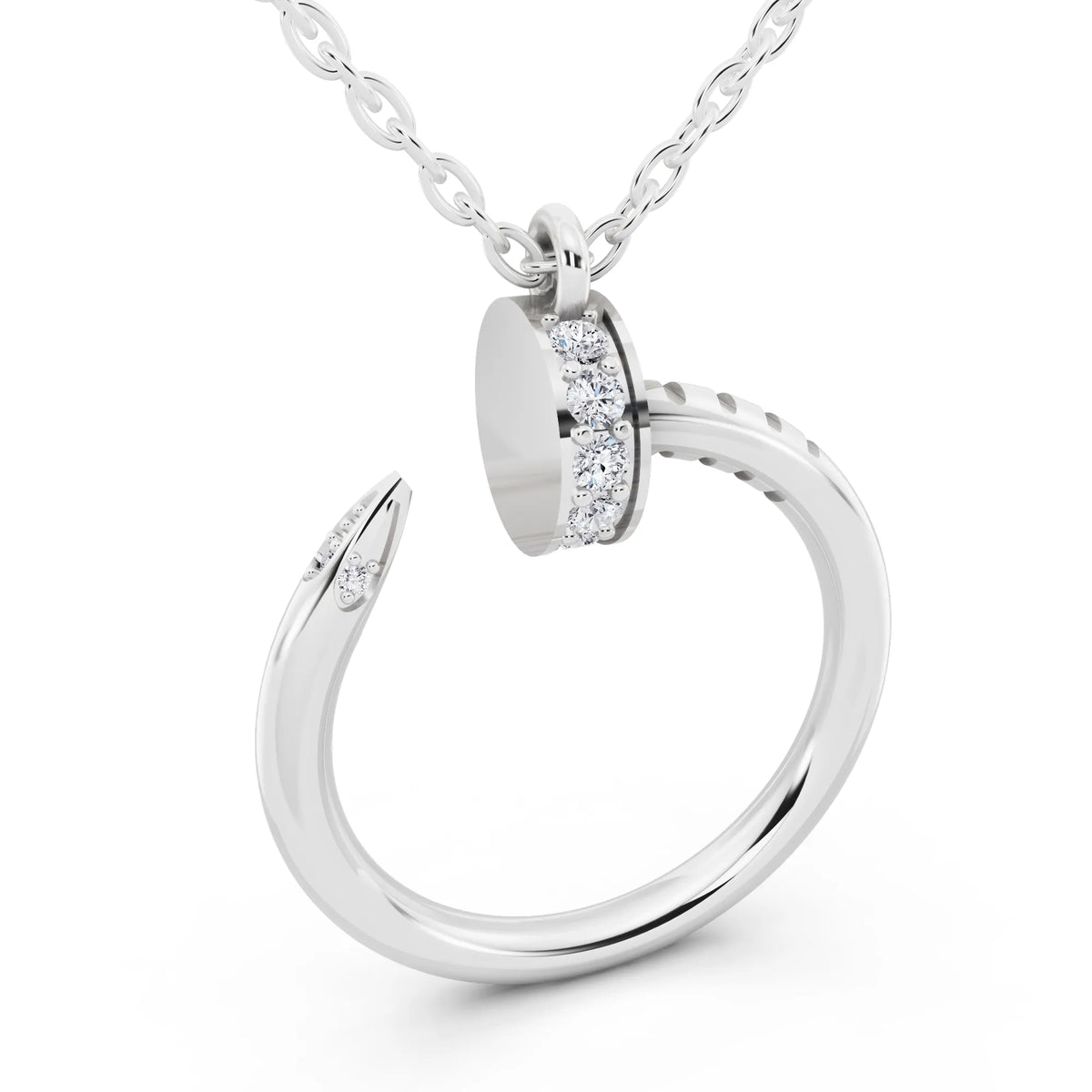 Open Circle Vertical Lab Grown Diamond Pendant