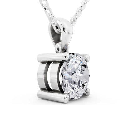 Round Lab Grown Diamond Four Prong Solitaire Pendant