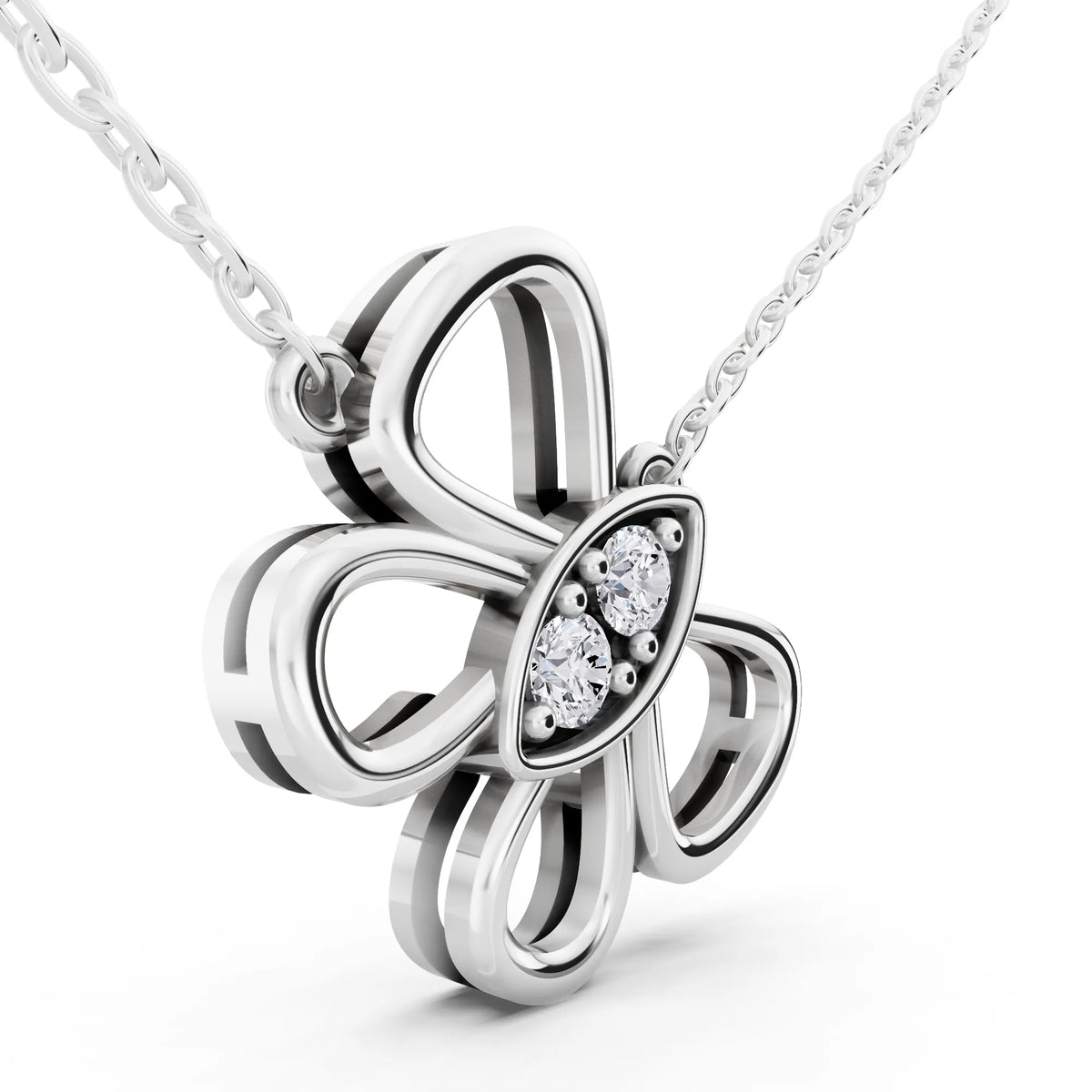 Floral Bow Lab Grown Diamond Pendant, view 4