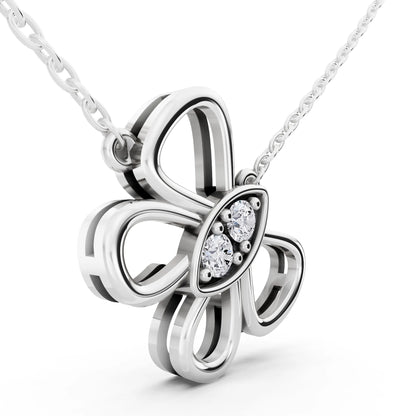 Floral Bow Lab Grown Diamond Pendant, view 4