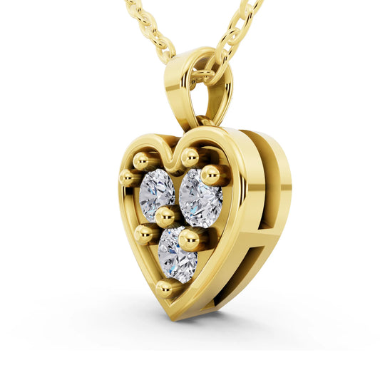 Yellow Gold Heart Lab Grown Diamond Cluster Pendant