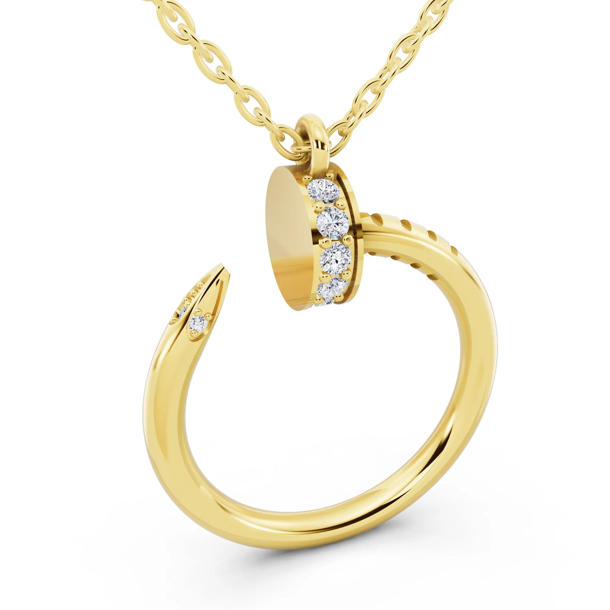 Yellow Gold Open Circle Vertical Lab Grown Diamond Pendant