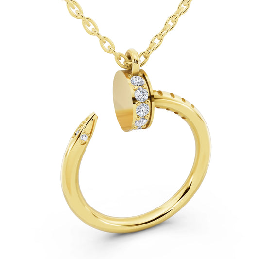 Yellow Gold Open Circle Vertical Lab Grown Diamond Pendant