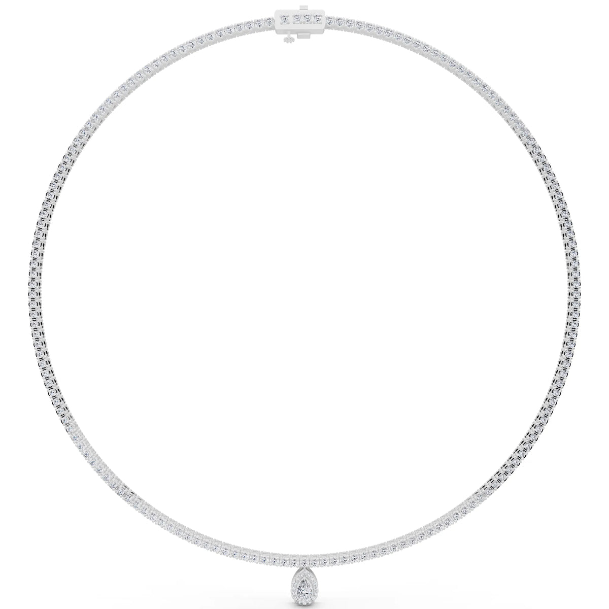 Teardrop Pear Round Lab Grown Diamond Pendant Necklace