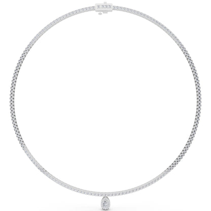 Teardrop Pear Round Lab Grown Diamond Pendant Necklace