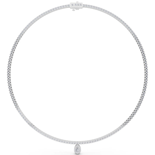 Teardrop Pear Round Lab Grown Diamond Pendant Necklace