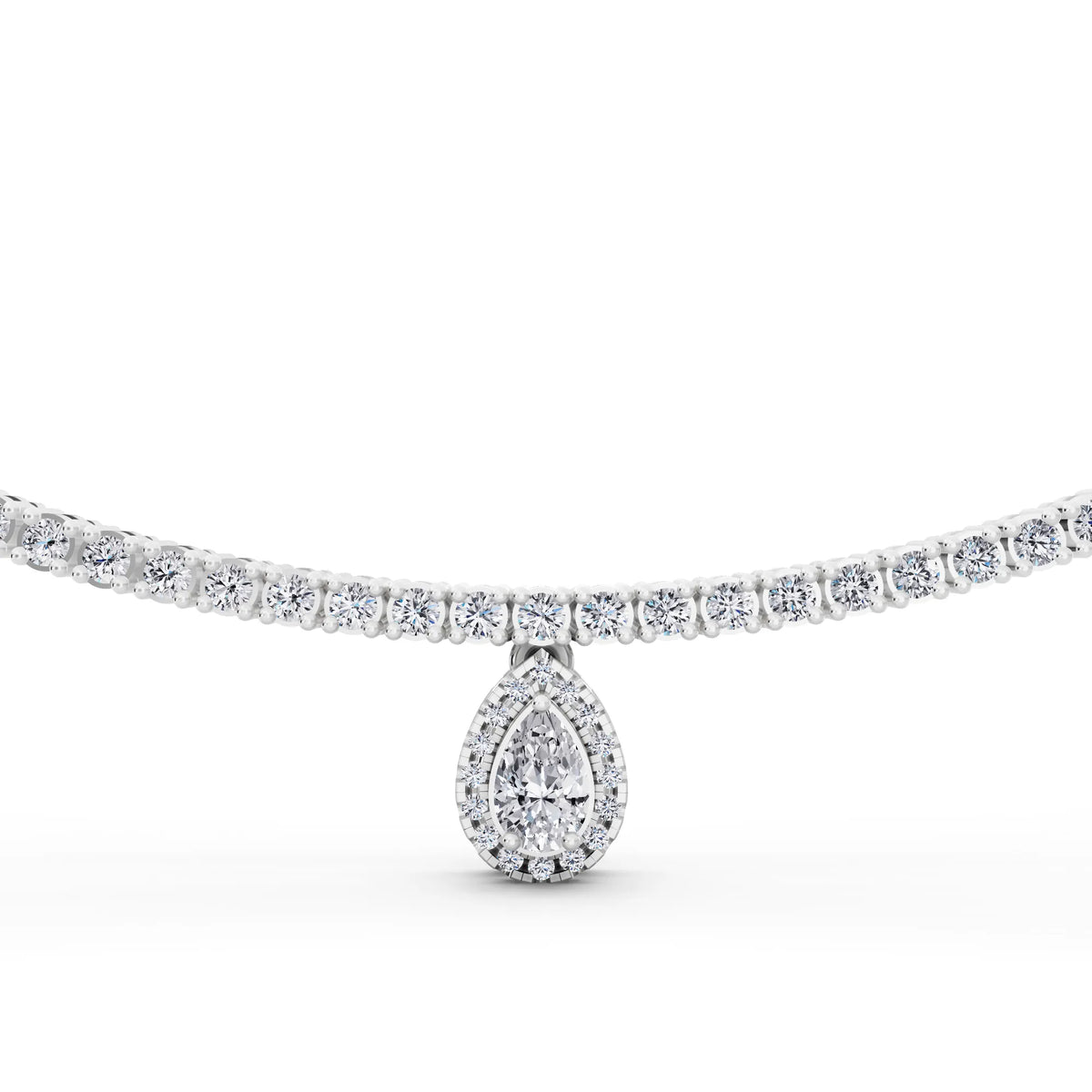 Teardrop Pear Round Lab Grown Diamond Pendant Necklace, view 4