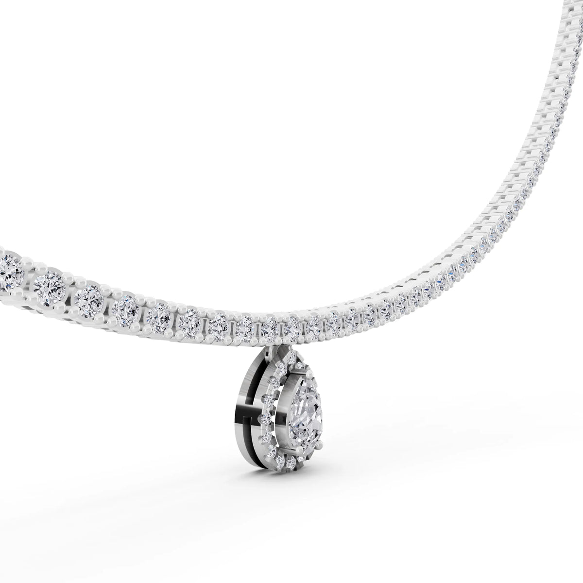 Teardrop Pear Round Lab Grown Diamond Pendant Necklace, view 5