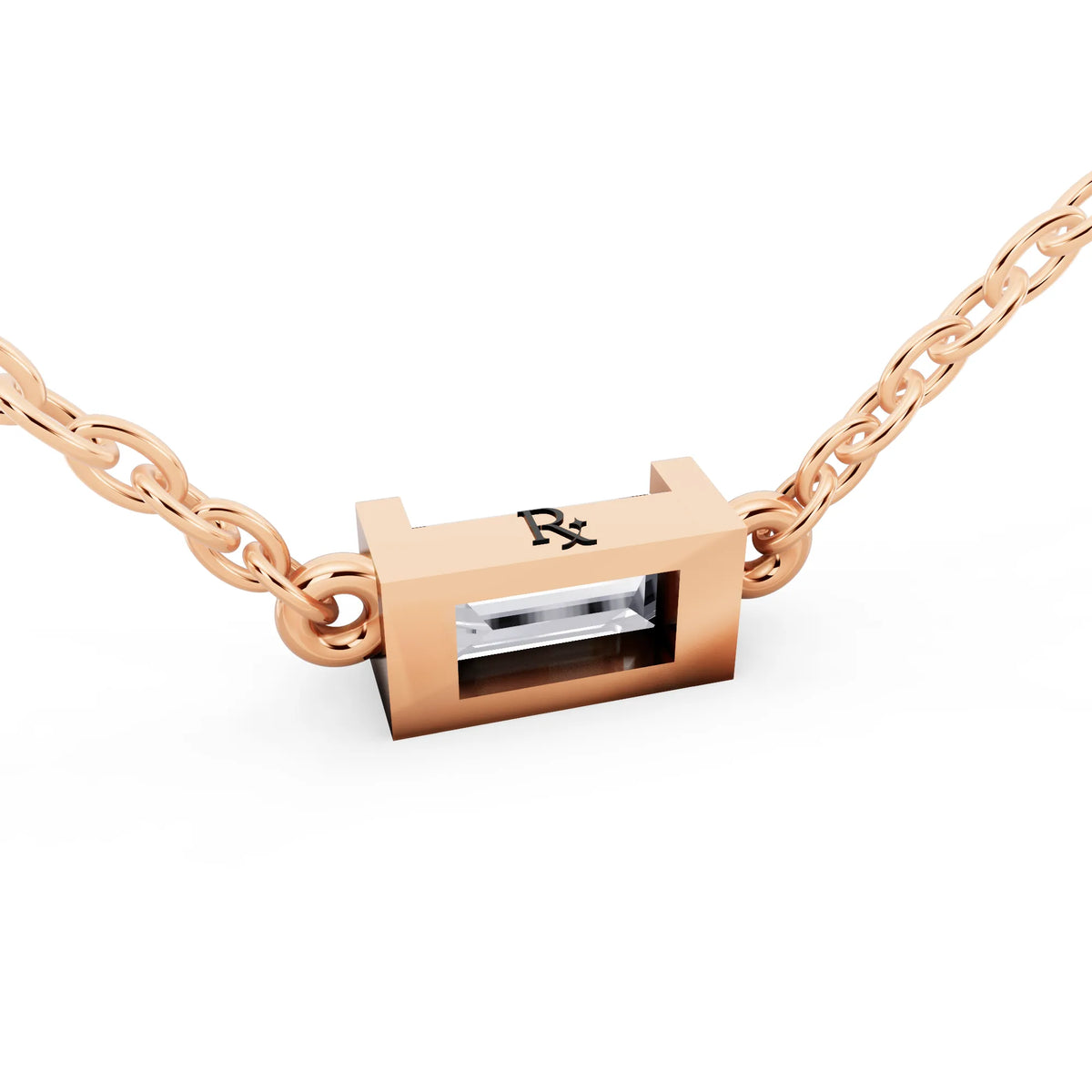 Rose Gold Emerald Lab Grown Diamond Bar Pendant, view 5