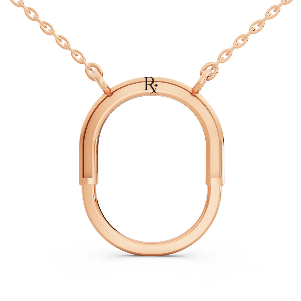 Rose Gold Open Oval Lab Grown Diamond Pendant, view 5