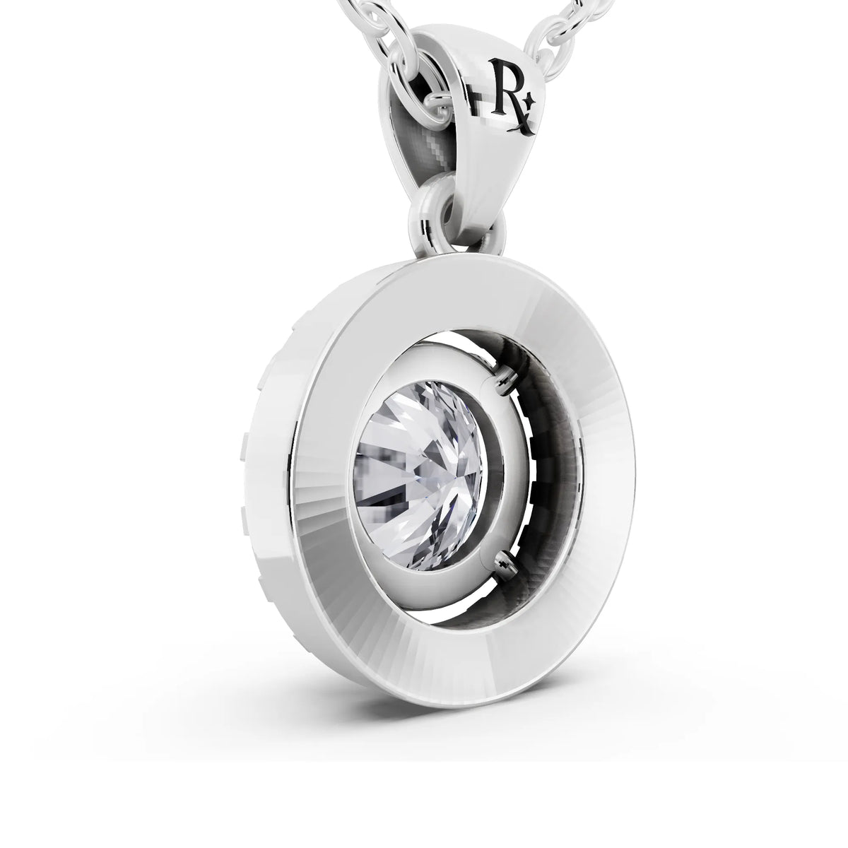 Round Lab Grown Diamond Layered Halo Pendant, view 3