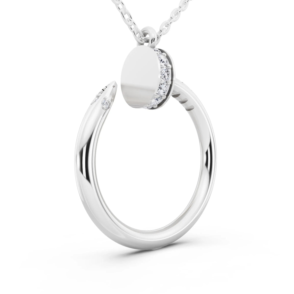 Open Circle Vertical Lab Grown Diamond Pendant, view 3