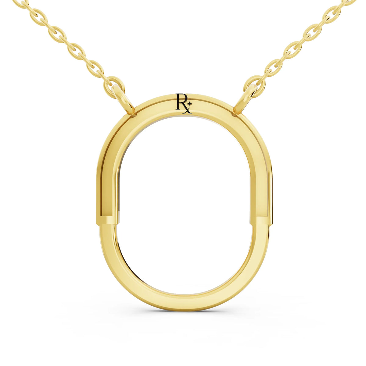Yellow Gold Open Oval Lab Grown Diamond Pendant, view 5
