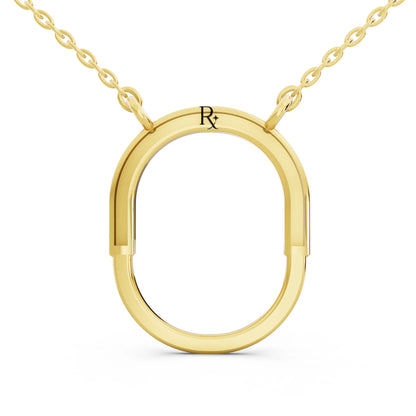 Yellow Gold Open Oval Lab Grown Diamond Pendant, view 5