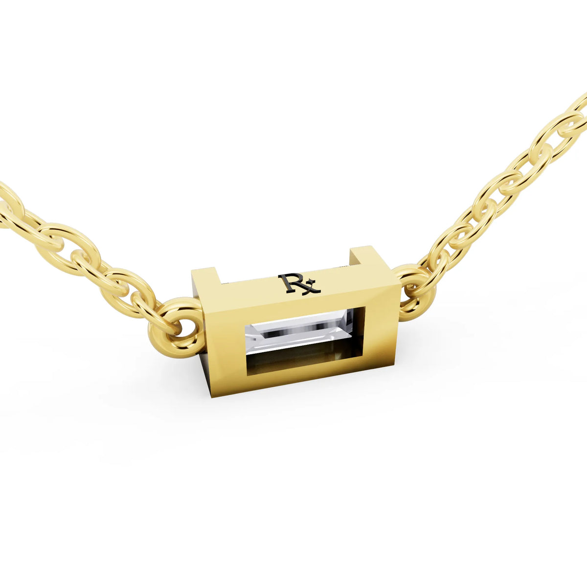 Yellow Gold Emerald Lab Grown Diamond Bar Pendant, view 5