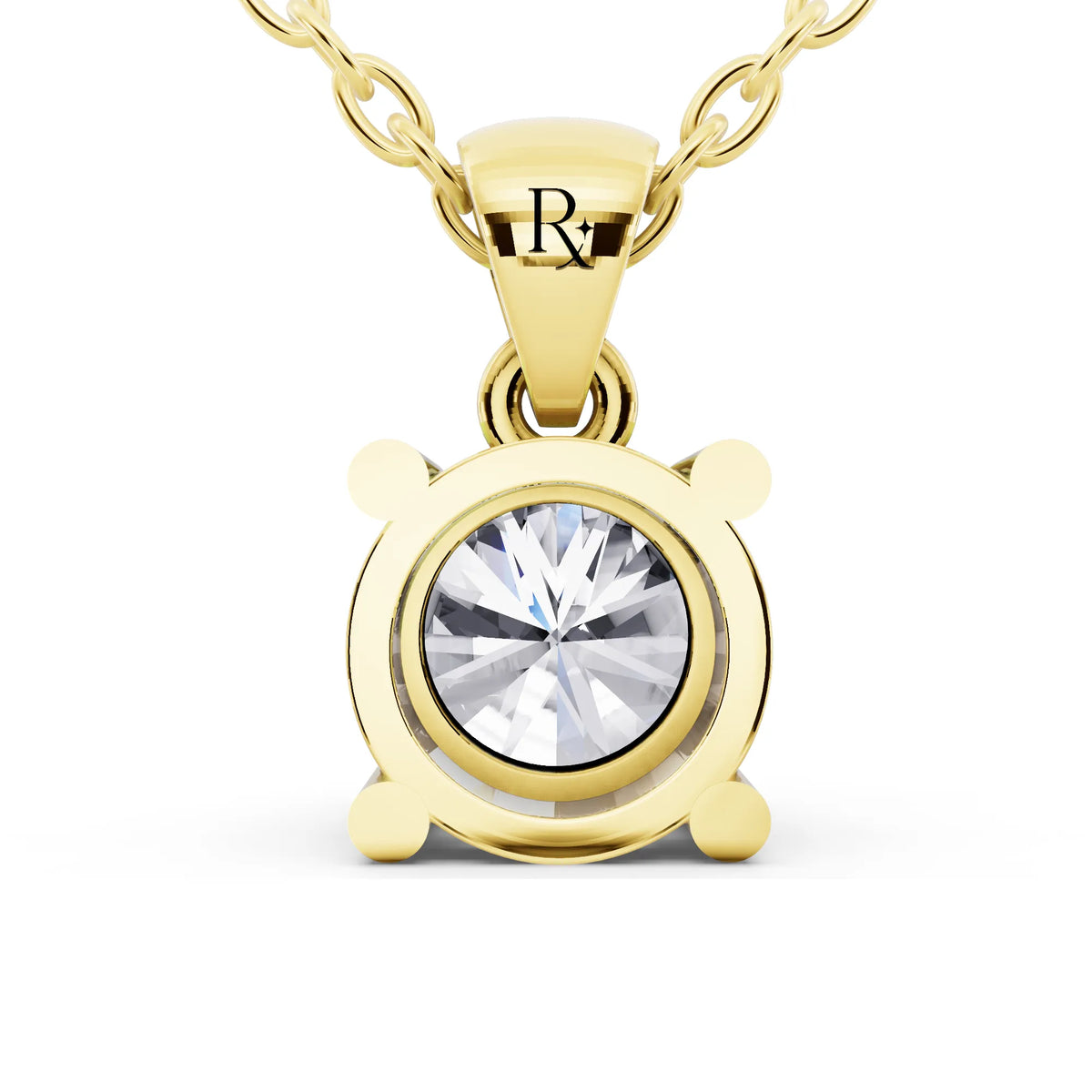 10K Yellow Gold Round Lab Grown Diamond Four Prong Solitaire Pendant, view 3