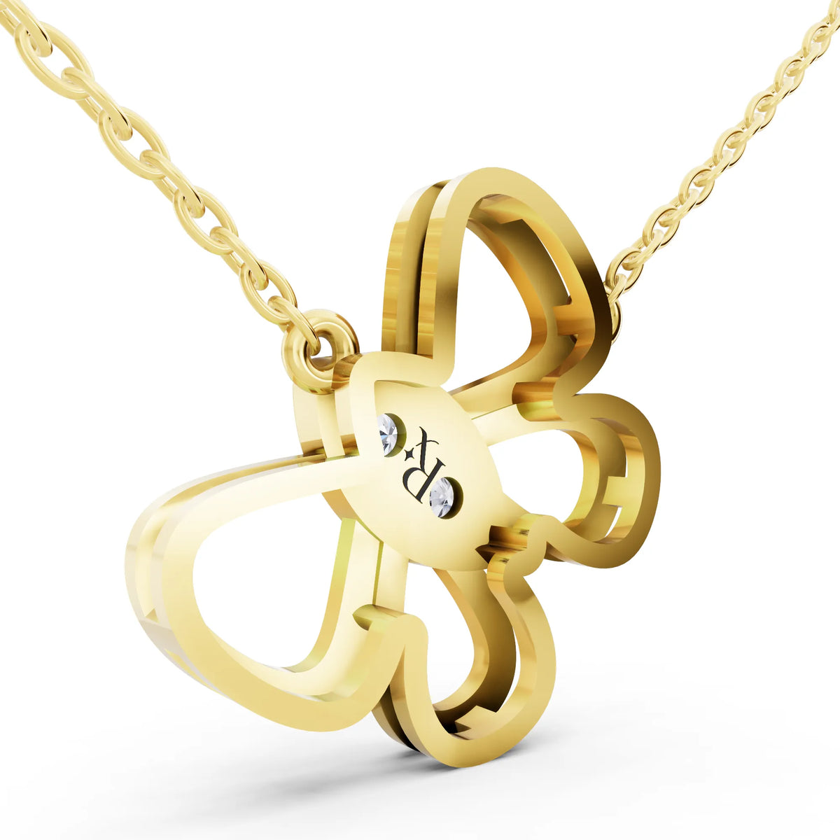 Yellow Gold Floral Bow Lab Grown Diamond Pendant, view 5