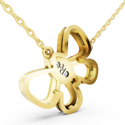 Yellow Gold Floral Bow Lab Grown Diamond Pendant, view 5