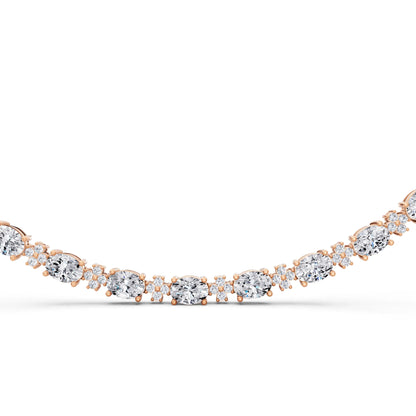 Rose Gold Luxurious Oval Round Cut Line Lab Grown Diamond Necklace, view 4