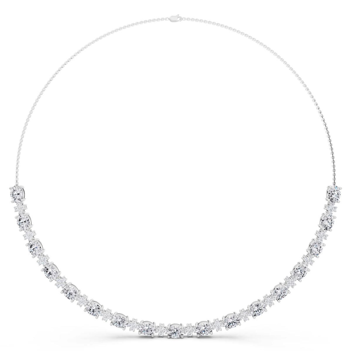 Luxurious Oval Round Cut Line Lab Grown Diamond Necklace