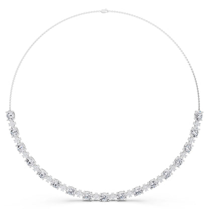 Luxurious Oval Round Cut Line Lab Grown Diamond Necklace