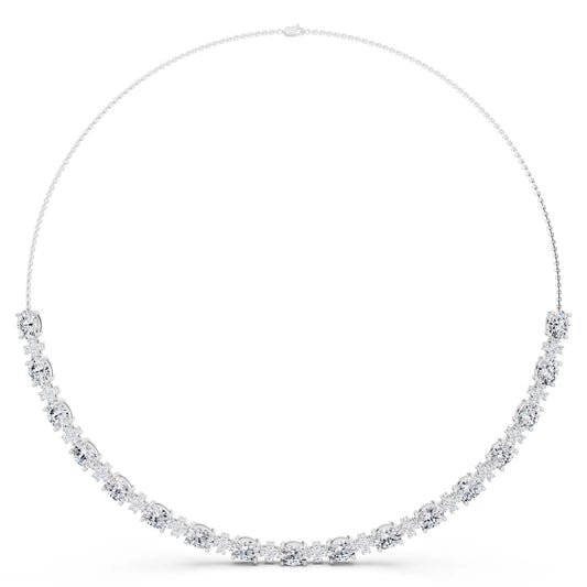 Luxurious Oval Round Cut Line Lab Grown Diamond Necklace