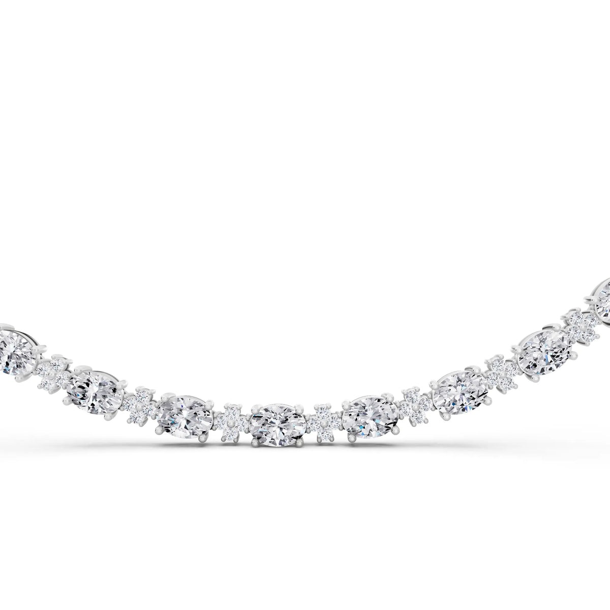 Luxurious Oval Round Cut Line Lab Grown Diamond Necklace, view 4