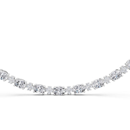 Luxurious Oval Round Cut Line Lab Grown Diamond Necklace, view 4