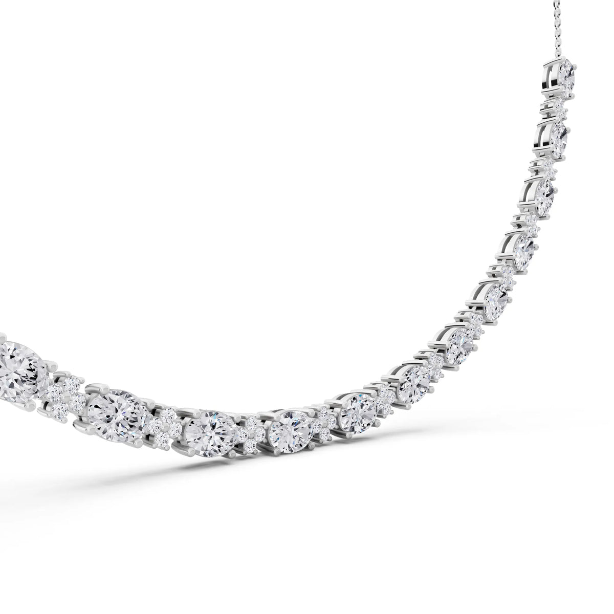 Luxurious Oval Round Cut Line Lab Grown Diamond Necklace, view 5
