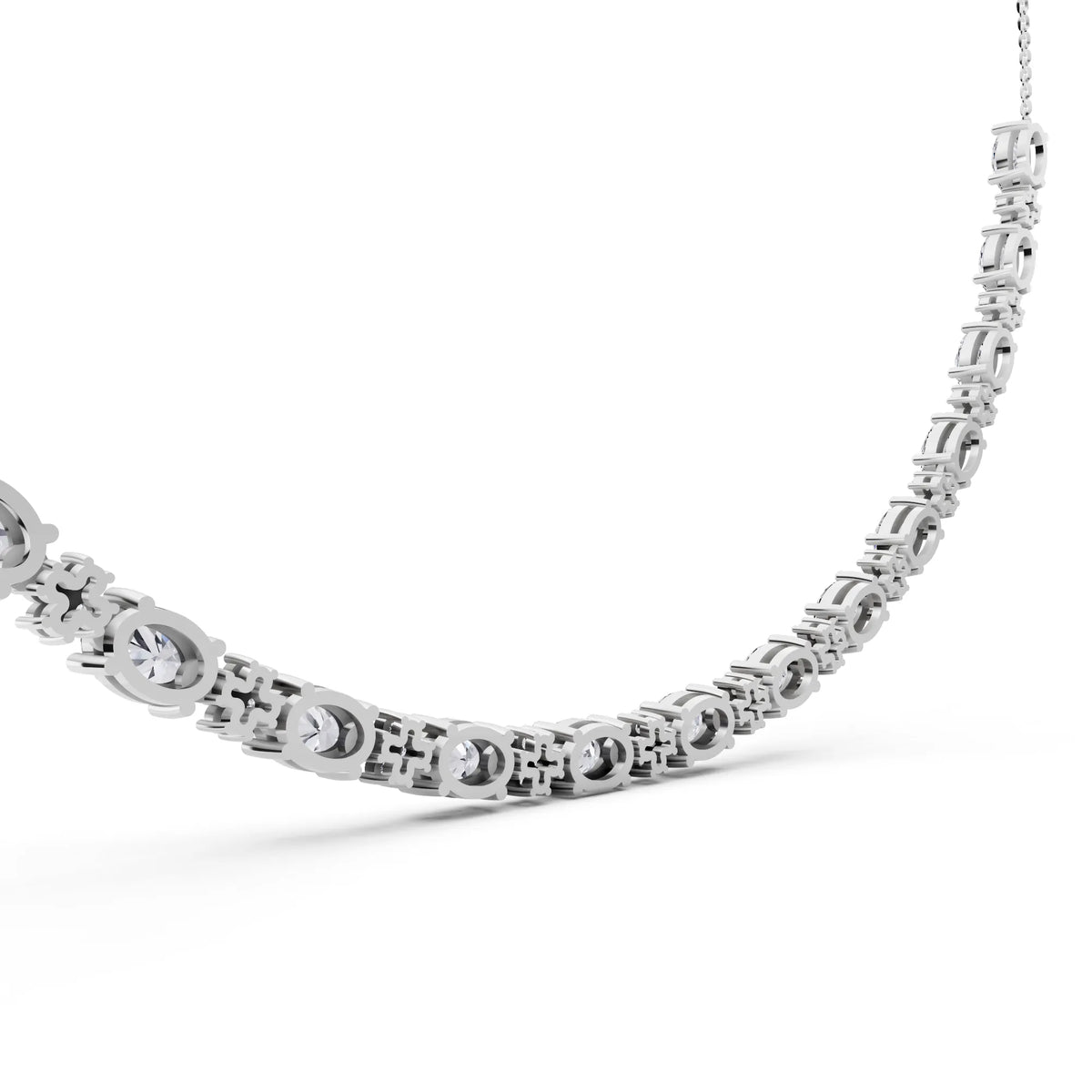 Luxurious Oval Round Cut Line Lab Grown Diamond Necklace, view 6
