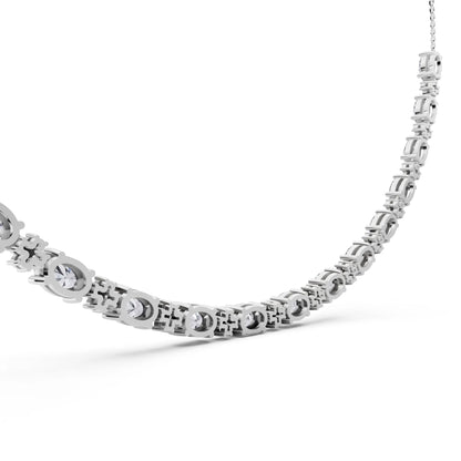 Luxurious Oval Round Cut Line Lab Grown Diamond Necklace, view 6