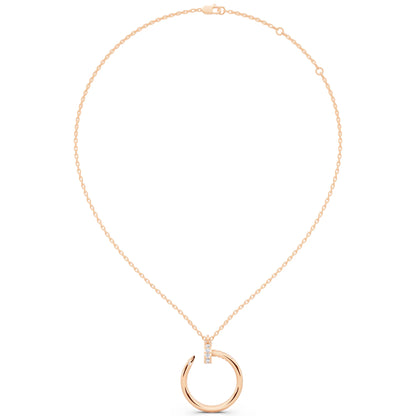 Rose Gold Open Circle Vertical Lab Grown Diamond Pendant, view 5