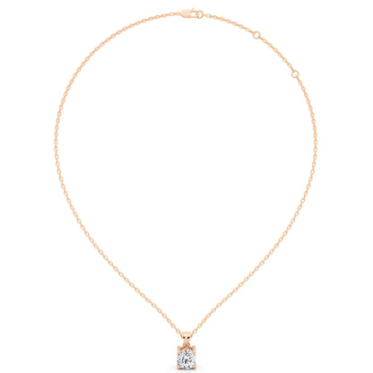10K Rose Gold Round Lab Grown Diamond Four Prong Solitaire Pendant, view 4
