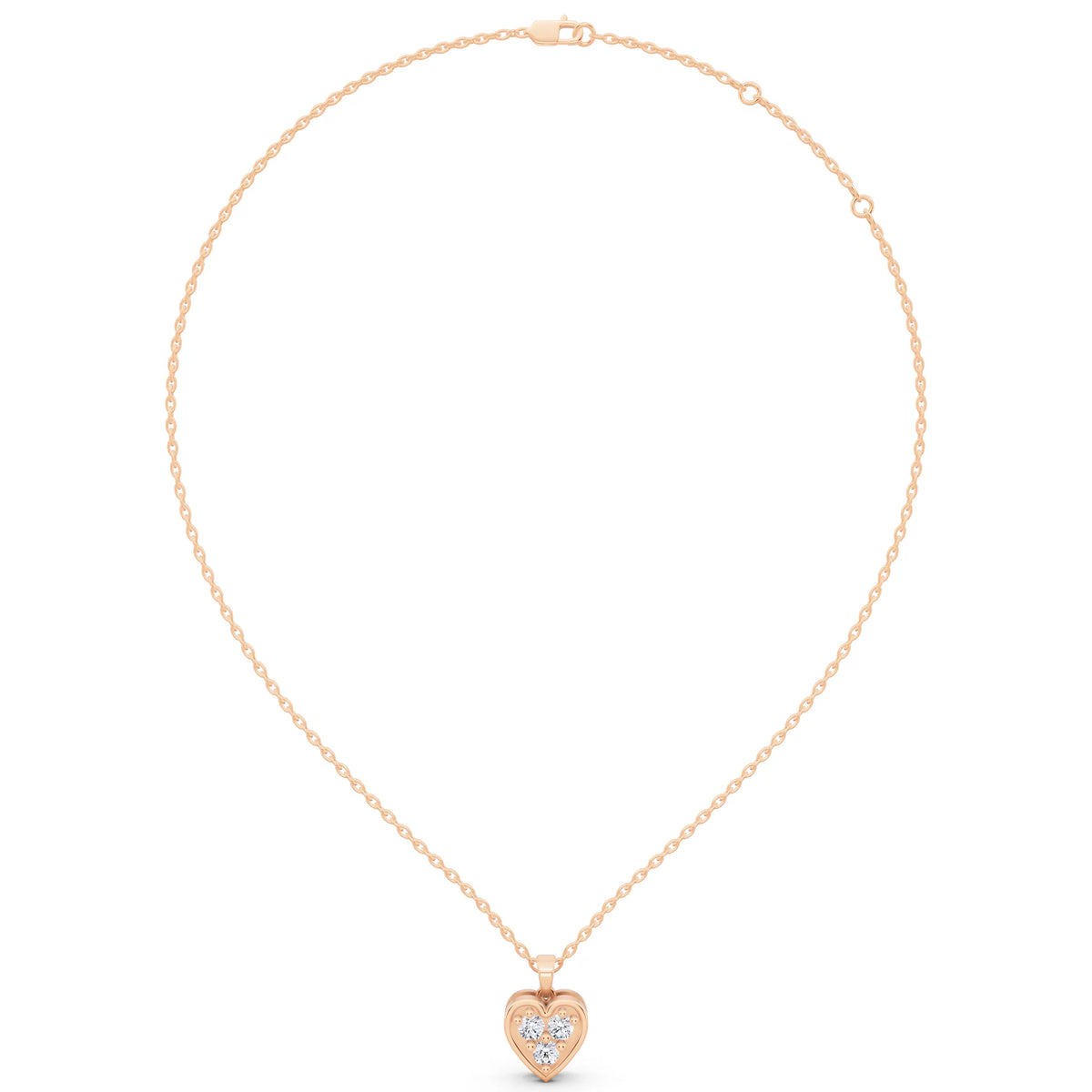 Rose Gold Heart Lab Grown Diamond Cluster Pendant, view 5