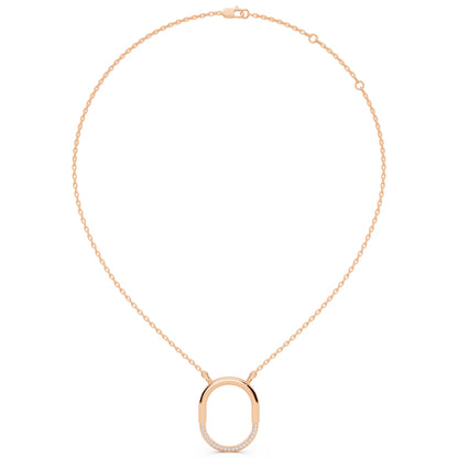 Rose Gold Open Oval Lab Grown Diamond Pendant, view 6