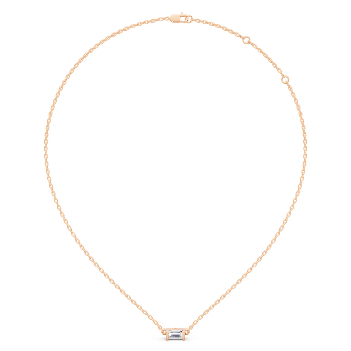 Rose Gold Emerald Lab Grown Diamond Bar Pendant, view 6