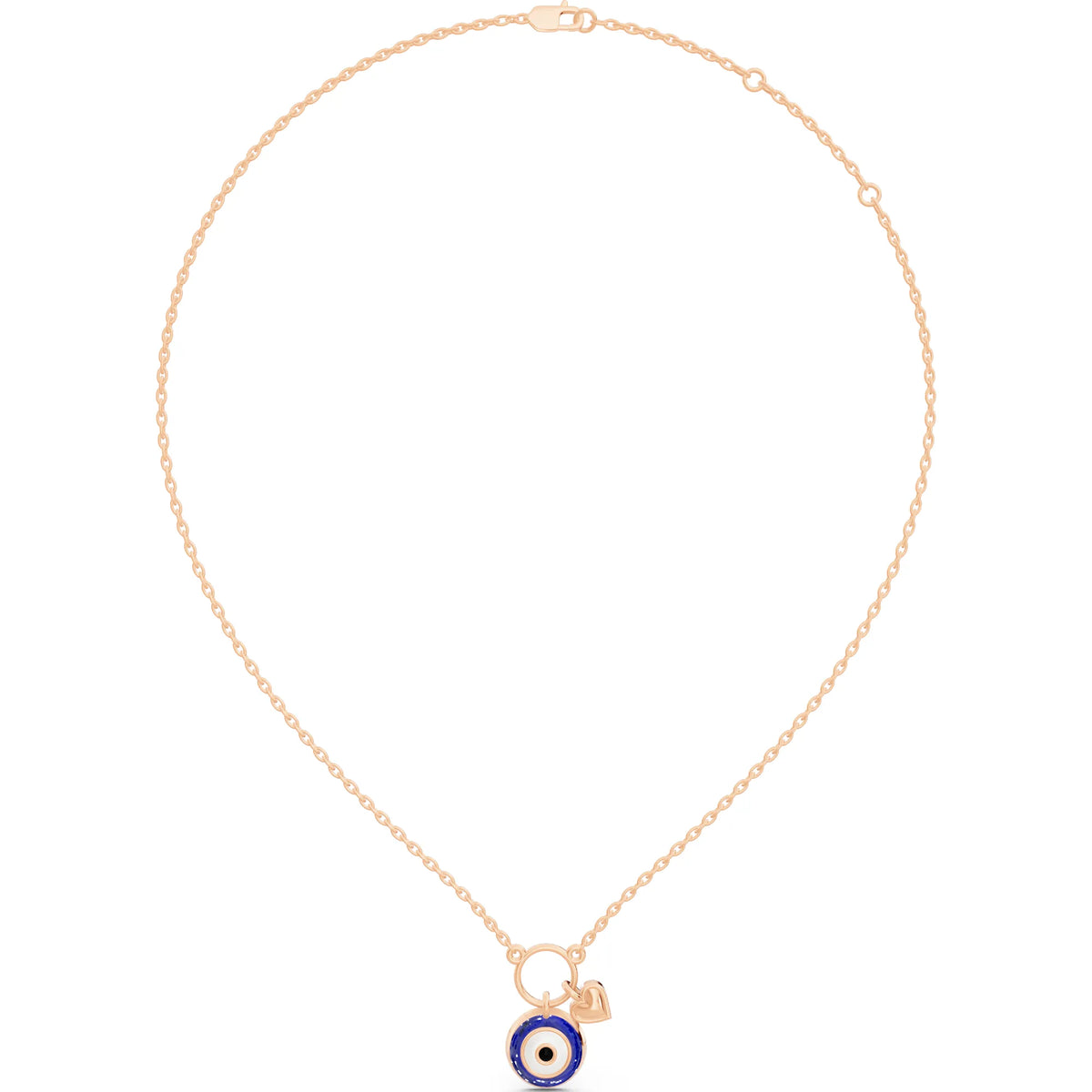 Rose Gold Evil Eye Heart Charm Pendant Necklace, view 6