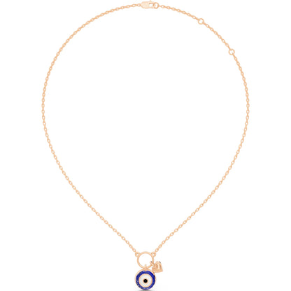 Rose Gold Evil Eye Heart Charm Pendant Necklace, view 6