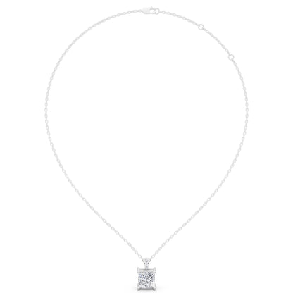Princess Lab Grown Diamond Solitaire Pendant, view 3