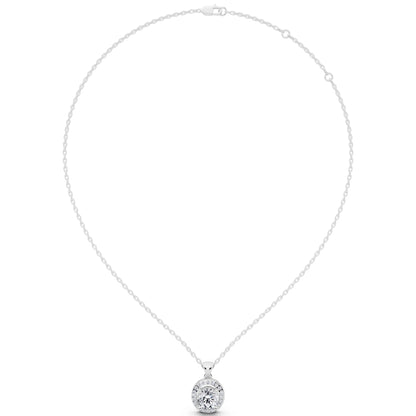 Round Lab Grown Diamond Layered Halo Pendant, view 4
