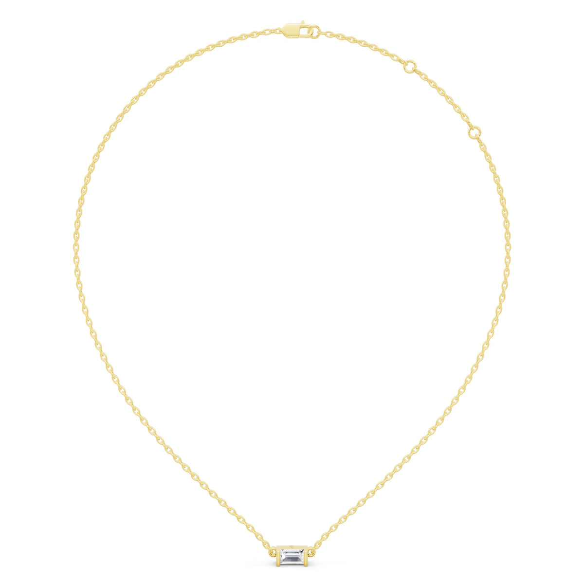 Yellow Gold Emerald Lab Grown Diamond Bar Pendant, view 6