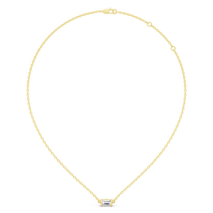 Yellow Gold Emerald Lab Grown Diamond Bar Pendant, view 6