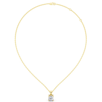 10K Yellow Gold Round Lab Grown Diamond Four Prong Solitaire Pendant, view 4