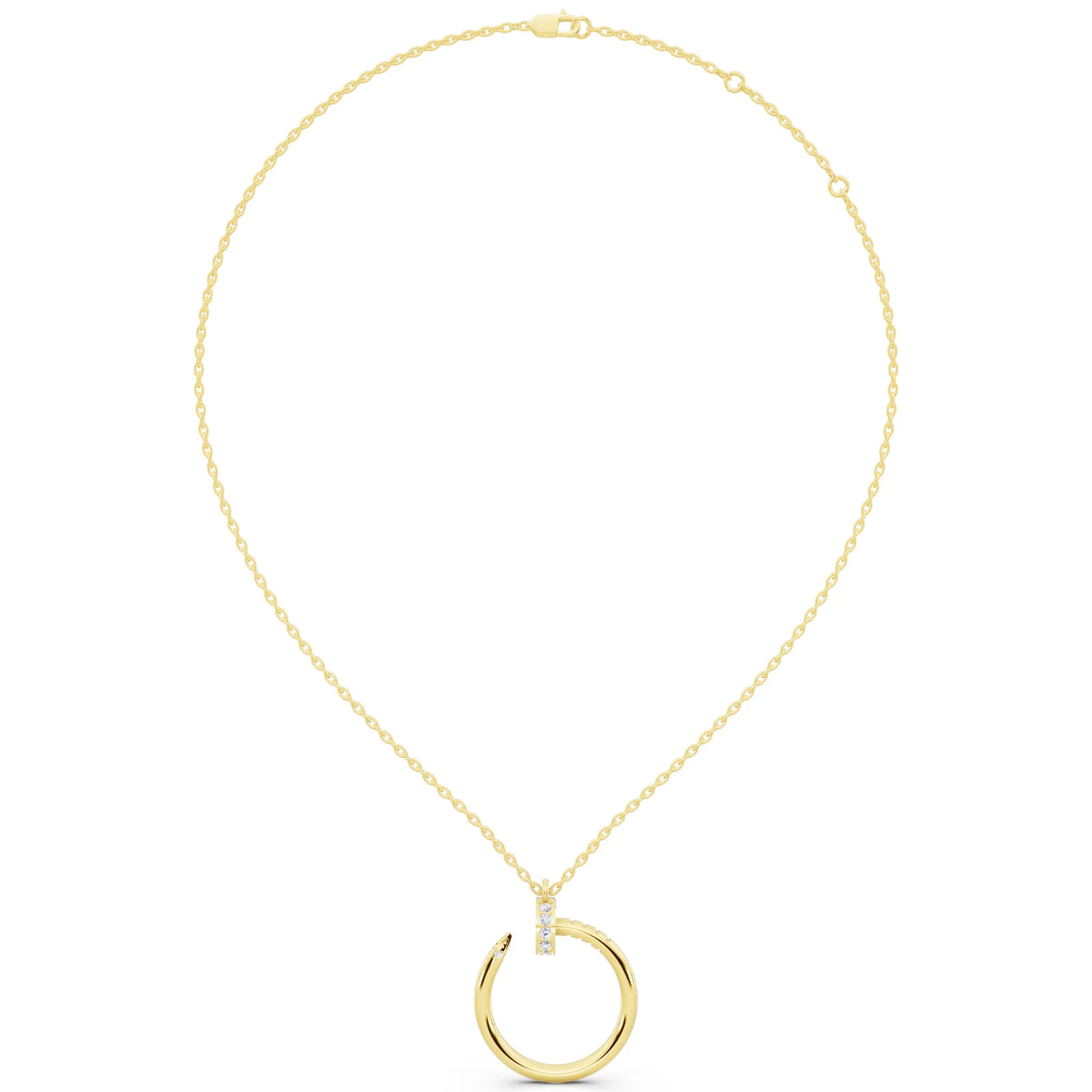 Yellow Gold Open Circle Vertical Lab Grown Diamond Pendant, view 5