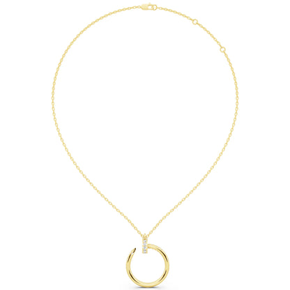 Yellow Gold Open Circle Vertical Lab Grown Diamond Pendant, view 5