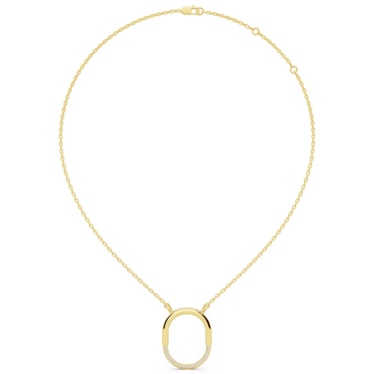 Yellow Gold Open Oval Lab Grown Diamond Pendant, view 6