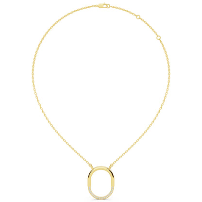Yellow Gold Open Oval Lab Grown Diamond Pendant, view 6